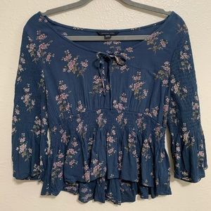 American Eagle Blue Floral Top